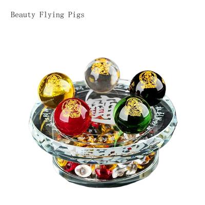 1PCS Glass Five Road God of Wealth Seven Star Array Crystal Ball Pendant Living Room Company Office Decoration Crafts