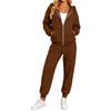 Women's Color Hooded Long Sleeve Track Suit with Pants for Running and Casual Wear