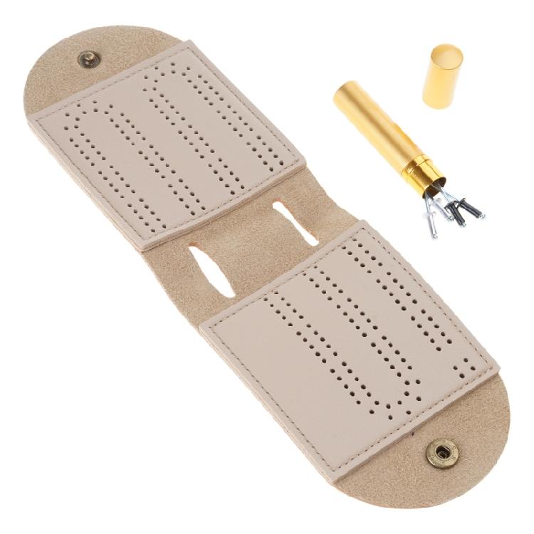 

Folding Cribbage Board With Metal Pegs Leather Cribbage Board Game Set Portable Board Game For Indoor Camping Game 1