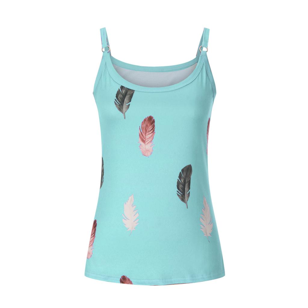 IHUASU  Summer Women's Casual Round-neck Printed Halter Top