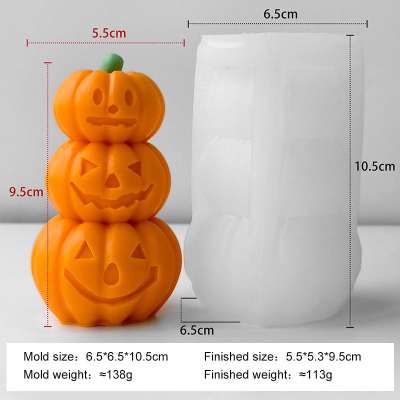 Halloween Creative Pumpkin Silicone Candle Mold Handmade Aroma Plaster Resin Mould Devil Pumpkin Candle Making Supplies