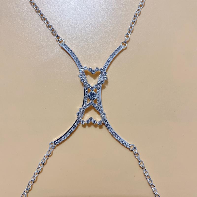Bra Chain Rhinestones Body Jewelry For Women Sexy Bra Luxury Heart Crystal Chest Bra Chain Body Chain Necklace Jewelr