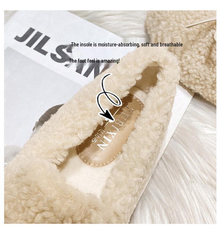 2025 Damen Fellige Lammwolle Schleife Herbst Winter Flache Freizeitschuhe