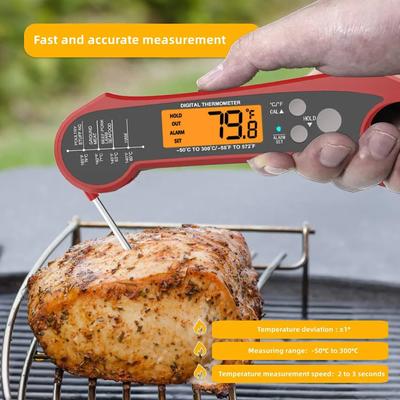 IP7 Faltbares Digitalthermometer mit Doppelsonde und Sonde zum Kochen von BBQ-Grillfleisch, kulinarischen Grillgerichten, Küchengeräten