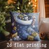 Home Decor Christmas-Themed Blue Floral Pillows Suitable For Sofa Bedroom Car Pillow Cover Cushion Rectangular Back Cushion