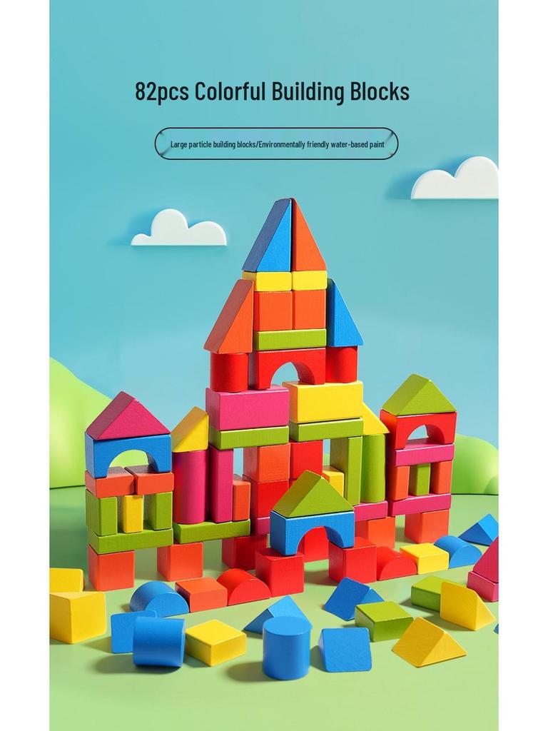 Colored Wooden Blocks - Educational Assembling Toy for Toddlers