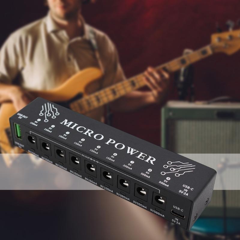 9 Output Adjustable Voltages Multiple Effect Pedal Power Supply Compact Light Weight for Guitar Studio Equipment
