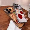 Cherry Floral Bow Pattern Electroplated Shockproof Phone Case For Samsung Galaxy S23 S24 S25 S26 Ultra S22 S21 Plus FE Cover