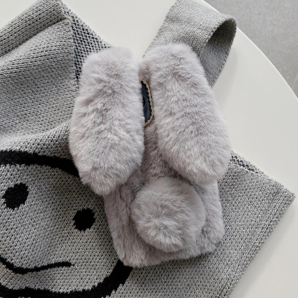 Winter New Luxury Diamod Camera Protector Case For OPPO Find X9 X9 Pro Reno 15 15 Pro Cute Plush Soft Skin Feel Rabbit Ear Cover