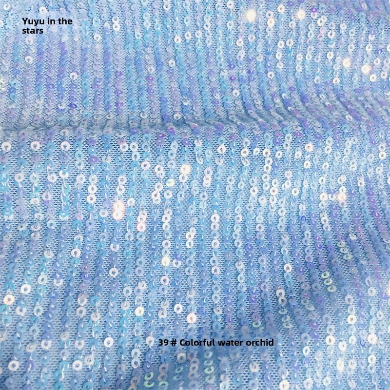 Sequin Bead Embroidery Elastic Mesh Fabric for DIY Sewing Stage Costumes Dress Scarf Clothing Fashion Cloth By The Meter