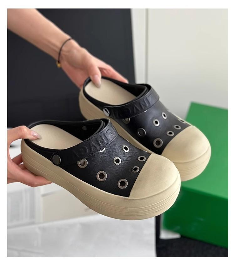 

Hollow Baotou Casual Cool Slippers Women s 2025 Summer New Fashion Versatile Comfortable One Pedal Two Wear Beach Shoes 35 чёрный