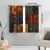 2D Flat Printing 2pcs Window Curtains Bohemian Patchwork Polyester Without Electricity Holiday Decorations Use for New Year