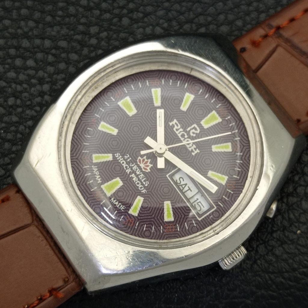 RICOH R31 AUTOMATIC VINTAGE JAPAN MENS BROWN COLOR DIAL WATCH a701930-5 R207-a701930