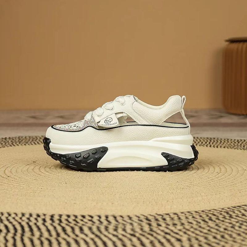 

Sports sandals women s summer new hollow breathable hole shoes versatile thick-soled leather breathable dad shoes 40 білий