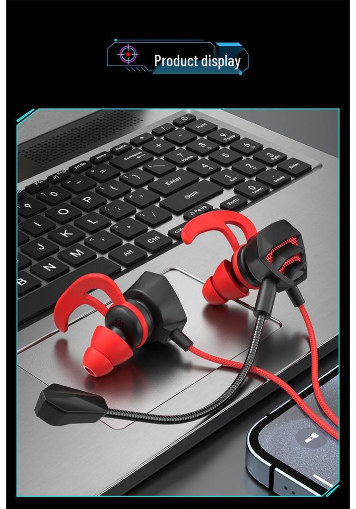 Cross-border Wired Gaming Earbuds with Mic for Mobile, PC & PUBG
