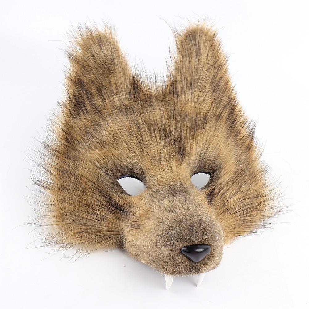 Halloween Wolf Mask Plush Tail Accessory Kit Simulation Animal Roleplay Costume Props Party Masquerade Decoration Set