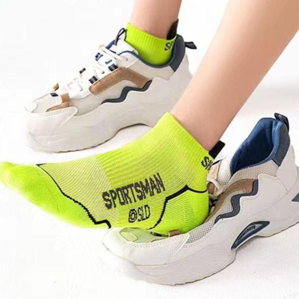 

Elastic Athletic Socks Breathable Cotton Socks Letter Crew Socks Running зелёный