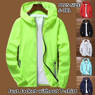 Men Women Casual Thin Zipper Hooded Jacket Unisex UV Protection Windbreaker Loose Stand Collar Jackets