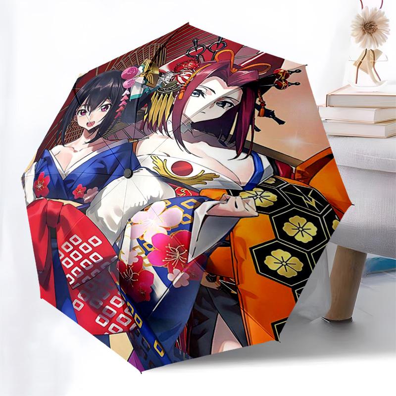 1pc Anime Character Outdoor Umbrella - Floral Design - Automatic Opening & Closing - Portable 3-Fold Design - 8-Bone Iron Frame - Festival Gift -