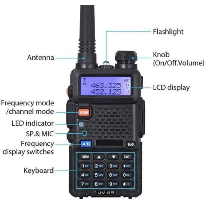 Talkie Walkie - GENERIC - UV5R - VHF UHF FM - 128 Canaux - Batterie Li-ION 1800mAh