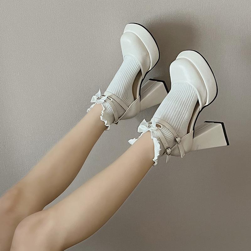 

French temperament high heels women s 2024 spring new bag head shallow mouth square head fashion high sense Mary Jane sandals 41