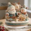 New Year Party Supplies Christmas Candle Ornament, 2D Flat Acrylic Ornament with Base, Tabletop Ornaments Snowman Reindeer Festive Table Centerpiece