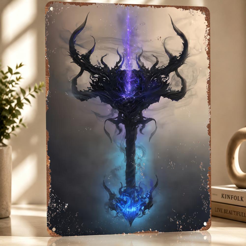 Dark Fantasy Staff Poster Retro D Printed Metal Signs Customized Wall Hanging Gift for Bedroom Decorations Room Decor Wand Deko