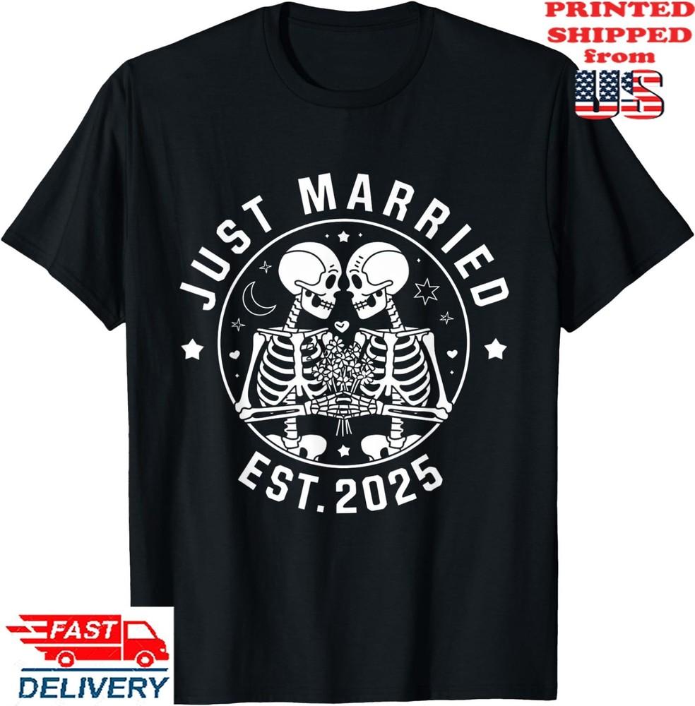 Just Married Skeleton Couple Est. 2025 T-Shirt, Unisex Tee Unisex T-Shirt XL