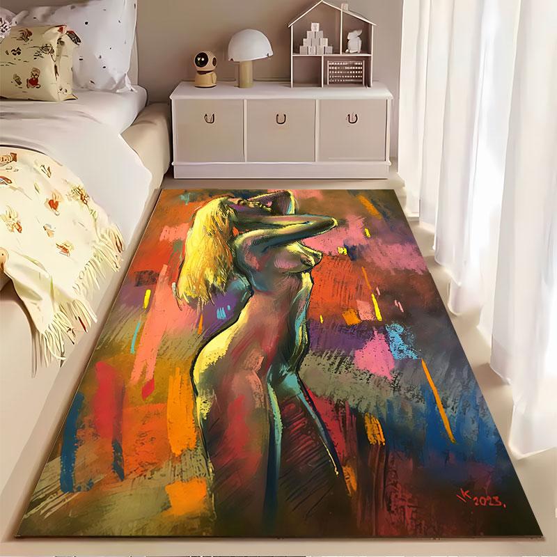 Colorful Abstract Female Art suitable as a non-slip mat for the living room or bedroom sofa