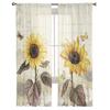 Retro Flower Butterfly Sunflower Sheer Curtains Modern Gauze Curtain for Living Room Bedroom Voile Yarn Curtains