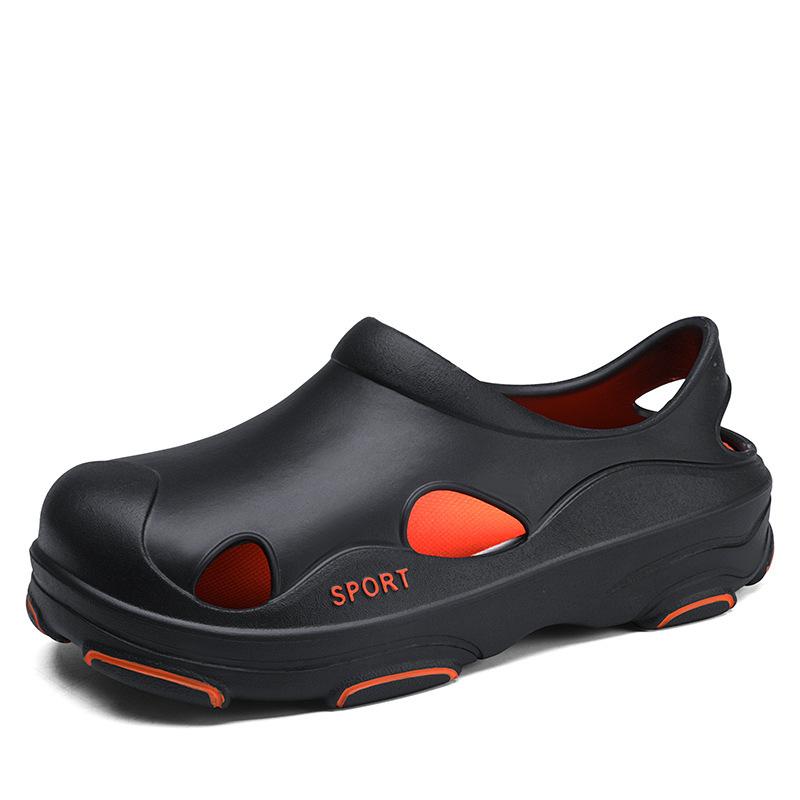 Stepping on shit hole shoes men's summer wear thick-soled wear-resistant beach sandals trendy men's outdoor two-color slippers