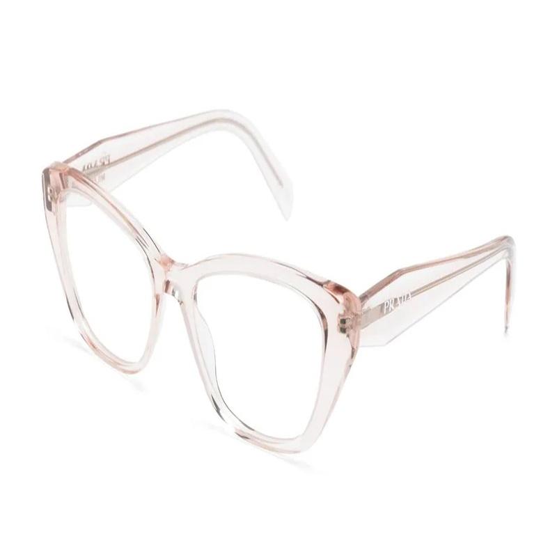 Prada Solid color letter temples acetate fiber irregular optical frame women s transparent color