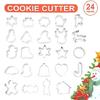 24PCS Biscuit Molds Christmas Cookie Cutting Molds 430Stainless Steel Biscuit Molds Baking Supplies Suitable for Baking