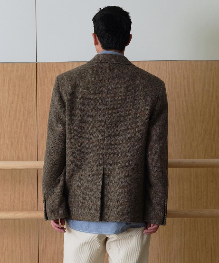 MUSINSA STANDARD [Harris Tweed] Herringbone Check Out Pocket Blazer [Brown]