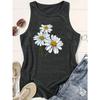 Women's summer printed round neck breathable loose oversized breathable comfortable sleeveless vest T-shirt