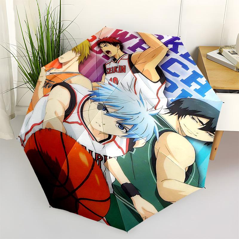 

1pc Basketball Anime Characters Outdoor Umbrella - Automatic Opening/Closing, Portable 3-Fold Design, 8-Rib Iron Frame - Perfect Gift for Fans, T