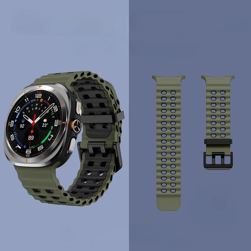 Ocean Silicone Band for Samsung Galaxy Watch 7 Ultra 47mm NO Gaps Bracelet Breathable Sport Loop Strap for SAMSUNG Watchband
