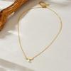 Gold Plated Antler Freshwater Pearl Pendant Necklace, Stainless Steel Dainty Choker, Waterproof Elegant Jewelry for Women Gift