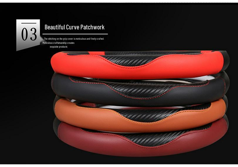 Ultra-Thin Leather Steering Wheel Cover - All-Season, Non-Slip, Sweat-Absorbent