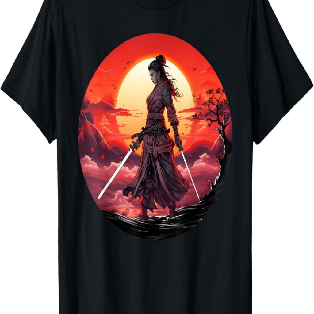 Samurai Mädchen Vintage Retro Sakura Kirschblüte T-Shirt(257)