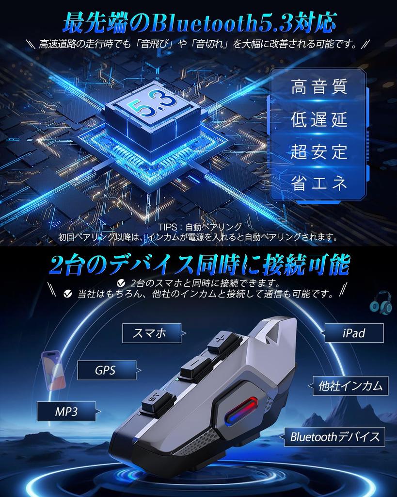 Charmelife Motorcycle Intercom Simultaneous 35 Hours of Continuous Stable Bluetooth 2000m Communication Intercom for Talking and Listening to