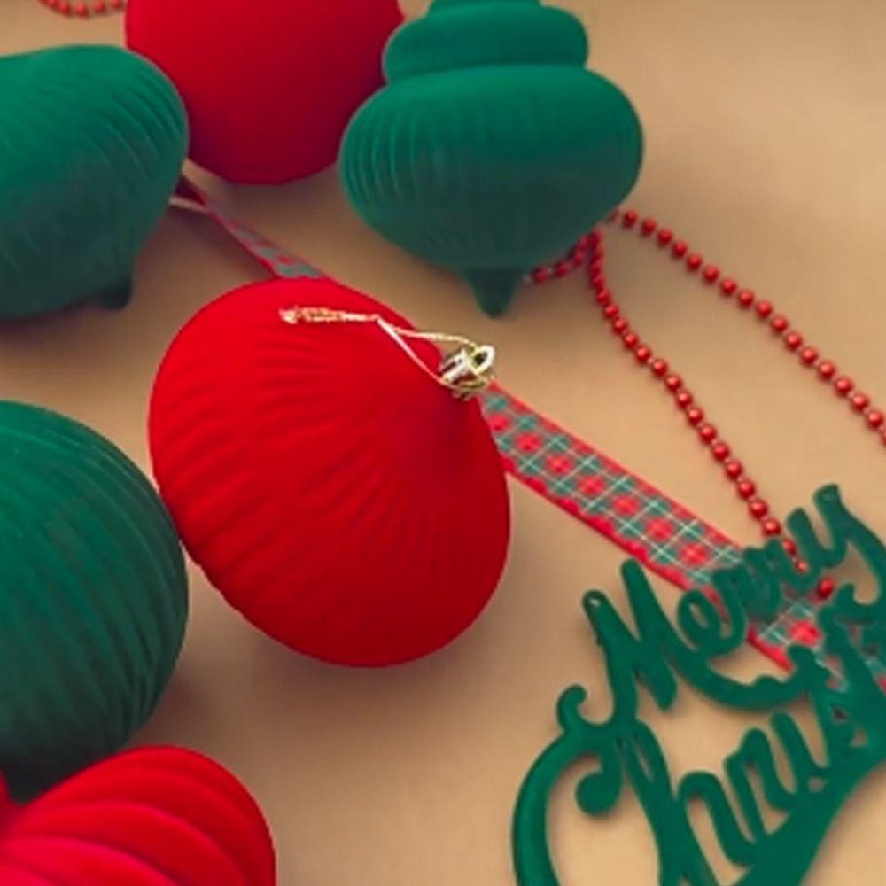4pcs Flocked Christmas Ball Pendant Delicate Shatterproof Mini Christmas Ball Decoration Creative Xmas Tree Hanging Ornament