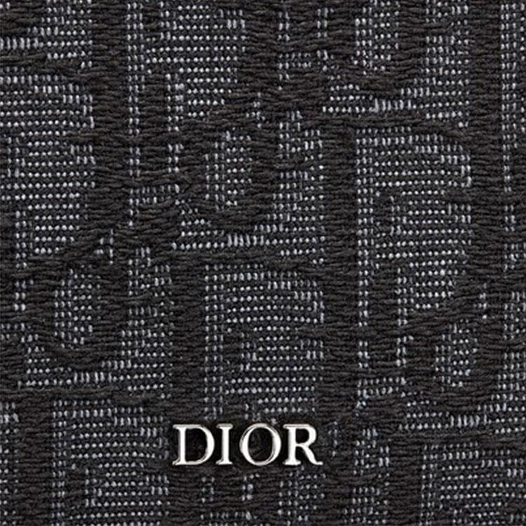 Dior Besticktes Klassisches Monogramm-Print Gefaltete Strick- Und Ledergeldbörse Herren Geldbörse Schwarz 2OBBH027YSE-H03E