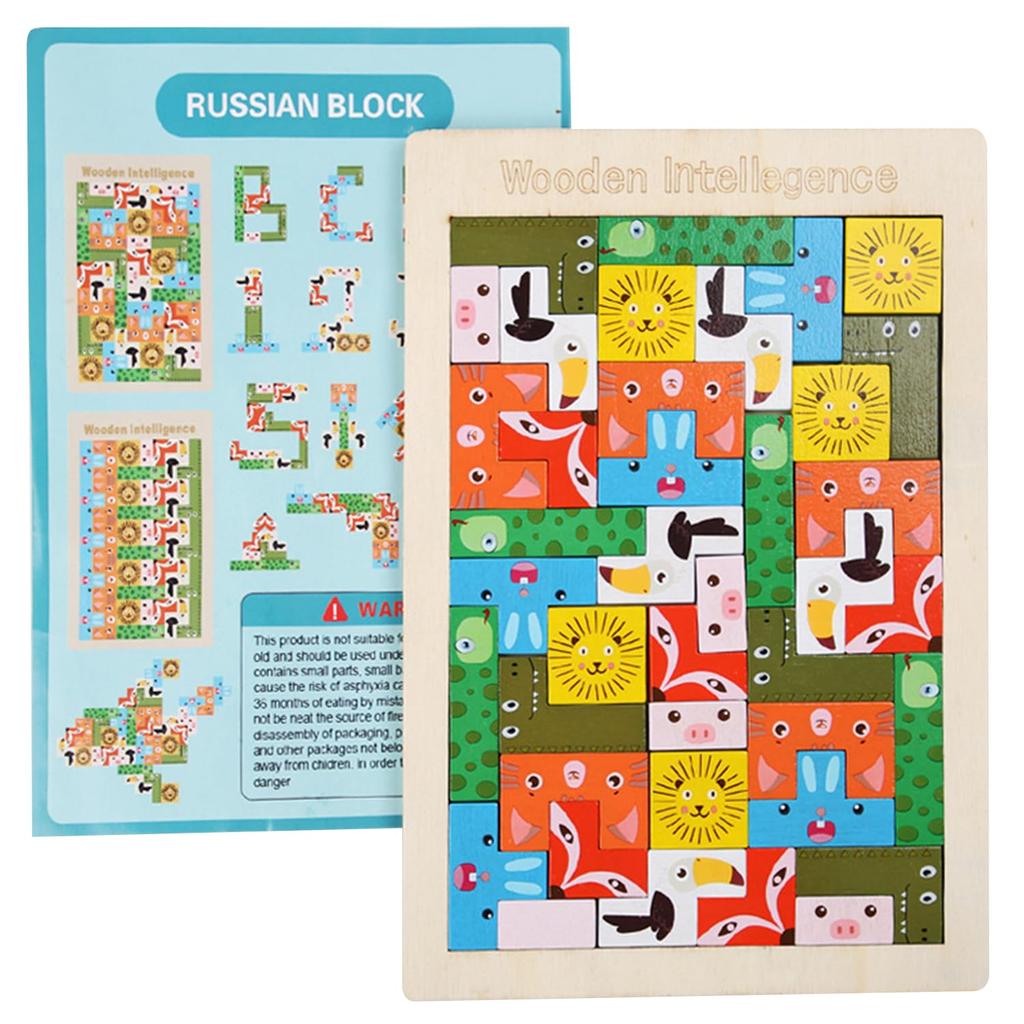 Tetris Jigsaw Puzzle Building Blocks Montessori Educational Toy Wooden Puzzle 3D Puzzle Brain Training Memory Training Spatial Reasoning Creativity