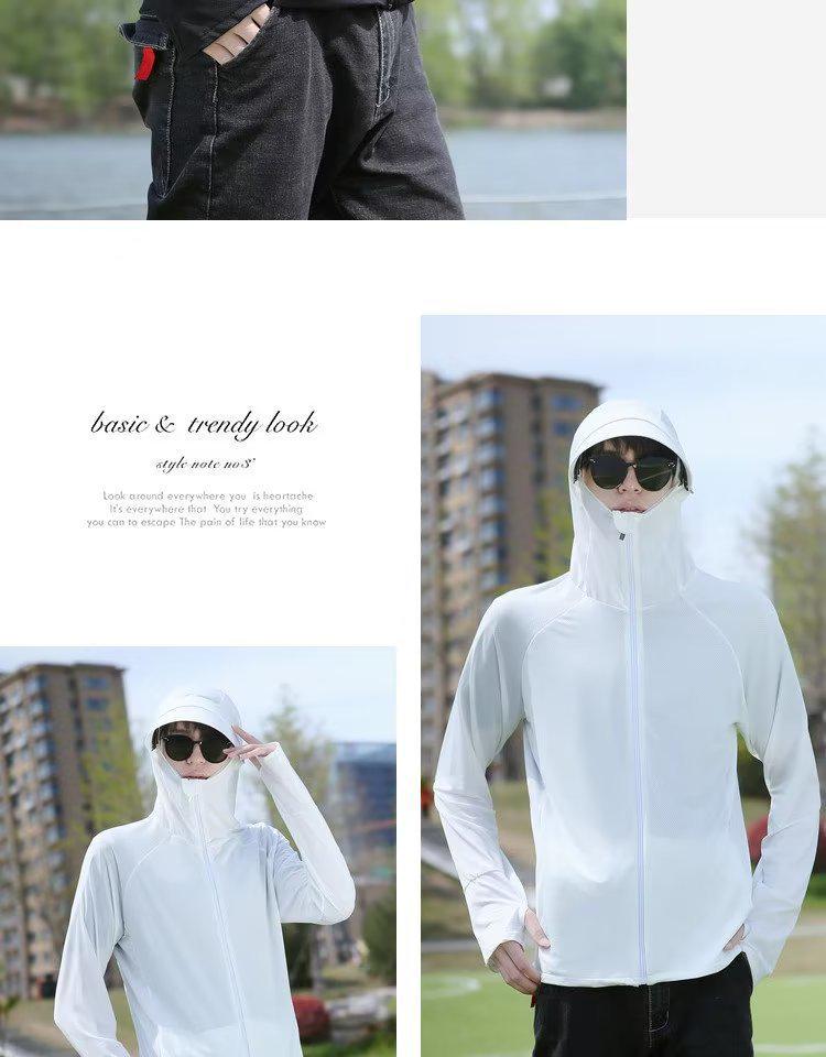 Men's Camouflage Ice Silk Sun Protection Jacket - Summer Thin, Plus Size, Anti-UV, Zipper Hooded Outerwear for Fishing