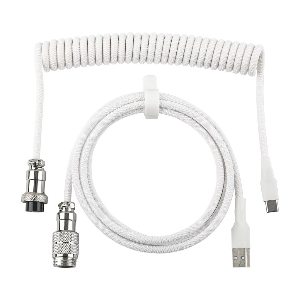 1.8m Coiled Keyboard Cable USB C to USB A Double-Sleeved Cable for Mechanical Gaming Keyboard Coiled Cable type C to USB A