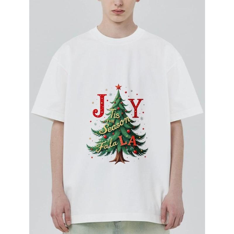 Christmas T Shirt Black Joy Tis The Season Falala Christmas Tree Print Holiday Party Wear