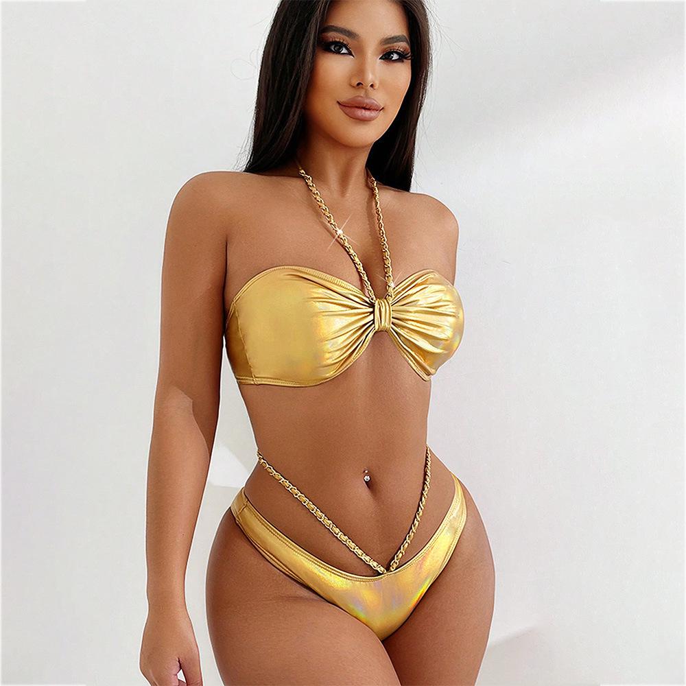 

Women s Sexy High-End Bikini Set – Solid Color Beach Swimwear Extra Large