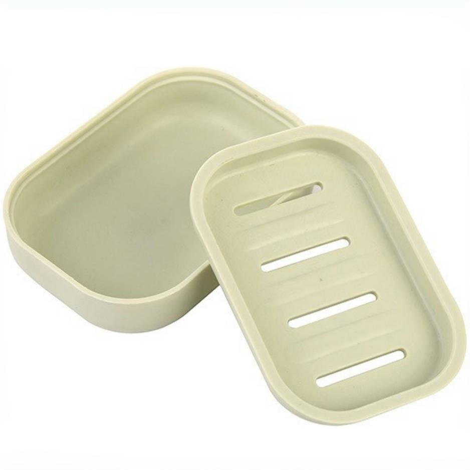 Double-Layered Japanese Soap Dish with Lid - Portable Draining Soap Holder for Travel and Bathroom Use