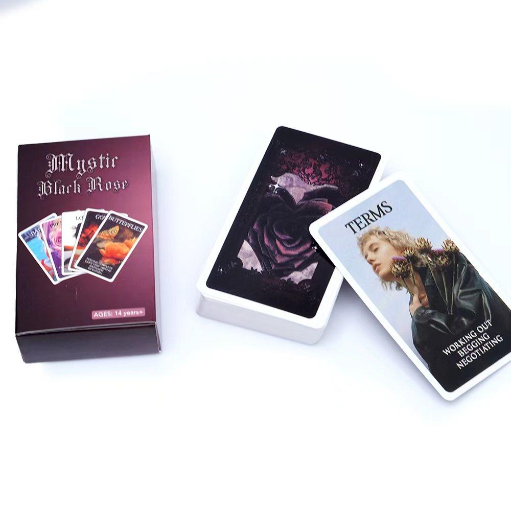 Mystic Black Rose Oracle Deck 78 Pcs Situations Tarot Cards Twin Flame Love Keywords Deck Healing Shadow Work Unique Board Game